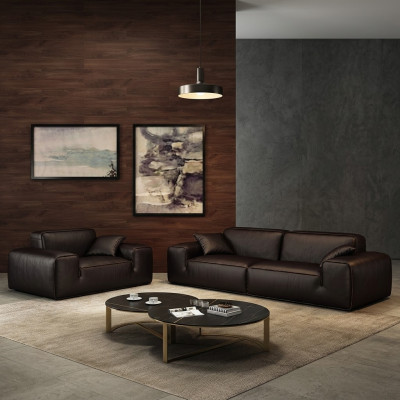 Schwarze Sofagarnitur Luxus 3+1 Sitzer Ledercouchen Wohnzimmer Möbel