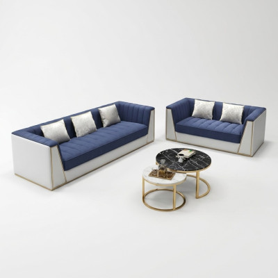 Blau-weiße Moderne Sofagarnitur 3+2 Wohnzimmer Sitzer Luxus Couchen