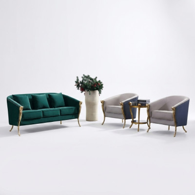 Luxus Sofagarnitur 3+1+1 Sitzer Grüne Sitzmöbel Wohnzimmer Möbel Modern
