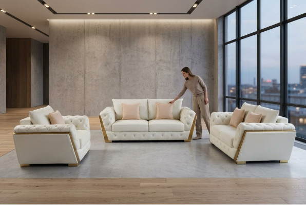 Sofa Couch Garnitur Möbel 3 tlg. Set Sofgarnitur Einrichtung Couchen