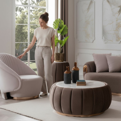 Runder Couchtisch Polster Tisch mit runden Tischplatte Couchtische Tische Möbel