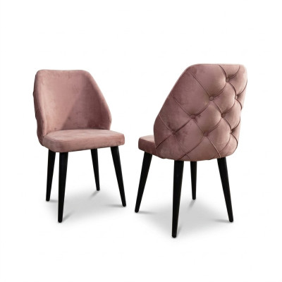 Hölzerne gepolsterte Stuhl beige zurück Chesterfield schwarzen Beinen Esszimmer
