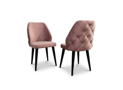 Hölzerne gepolsterte Stuhl beige zurück Chesterfield schwarzen Beinen Esszimmer