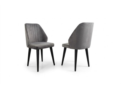 Grauer Esszimmer Stuhl Luxus Einsitzer Textilmöbel Designer Modell Neu