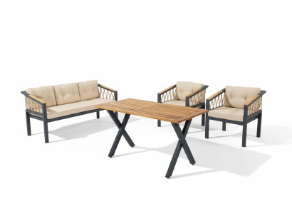 Garten Möbel Sofagarnitur Sitzmöbel Terrasse Tisch Sofa Couch 4tlg. Set
