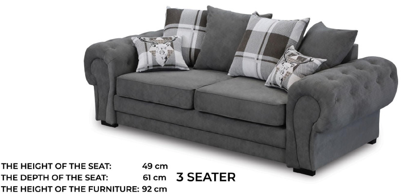 Sofagarnitur 3+2+1 Chesterfield-Möbel Wohnzimmer Textil im italienischen Stil