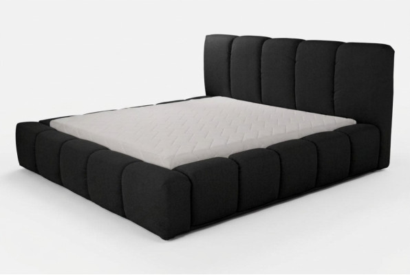 Bett Schwarzes Doppelbett Schlafzimmer Holzmöbel Design Polstermöbel Stoff
