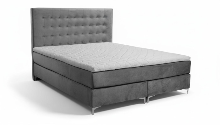 Graues Doppelbett Klassisches Schlafzimmermöbel Design Eleganter Stoff neu