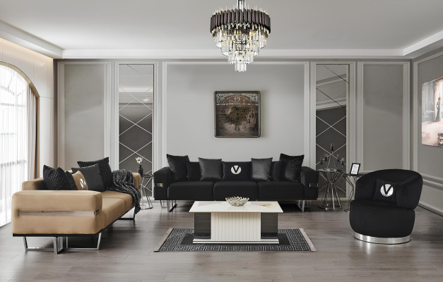 Schwarzer Sessel 1sitz textil wohnzimmer luxus neues design sessel sessel modern