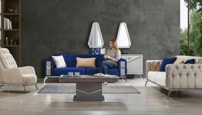 Sofagarnitur Couch Set Polster Möbel 3+3+1 Couchtisch 4tlg. Garnituren