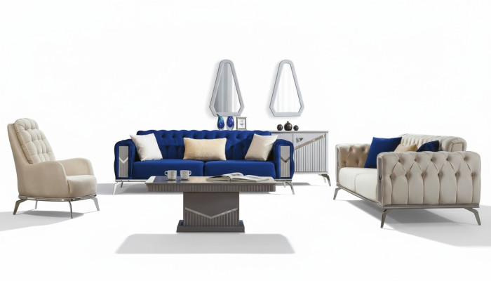 Sofagarnitur Couch Set Polster Möbel 3+3+1 Couchtisch 4tlg. Garnituren