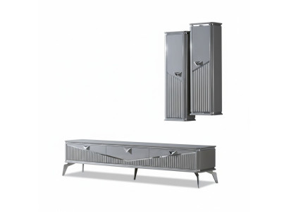 rtv Sideboard tv Ständer Fernseher Wand Wohnwand Lowboard Grau Hochglanz