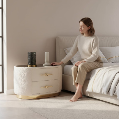 Modern Nachttisch Beistelltisch Weiß Design Nachtkommode Nachtkonsole Möbel Neu