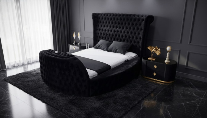 Bett schwarz Chesterfield modernes Hotelbett Doppelbett modernes Polsterbett