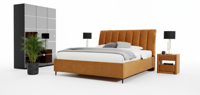 Luxus Sideboard mit Spiegel stilvoll Beige Kommode Modern Möbel Design Set Neu