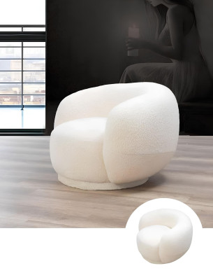 Moderner Rundsessel Beige Lounge Möbel Club Einrichtung Design Sessel