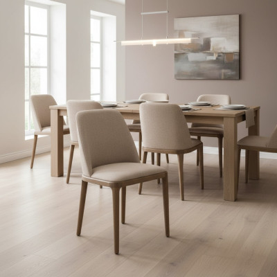 Luxus Design Polster Stuhl Stühle Sitz Esszimmer Holz Textil Sessel Echtholz