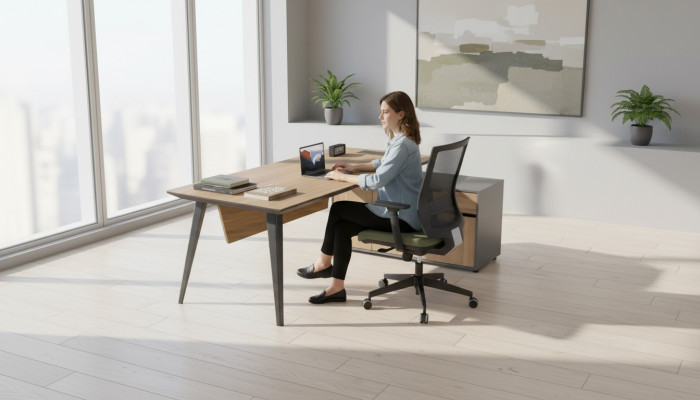 Eckschreibtisch Office Tisch groß Chef Tische Schreibtisch Möbel Braun