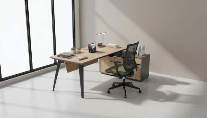 Eckschreibtisch Office Tisch groß Chef Tische Schreibtisch Möbel Braun