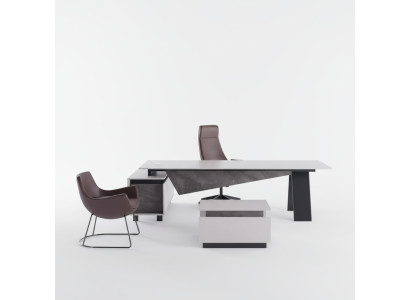 Graue Arbeitszimmermöbel Schreibtisch Sideboard Büromöbel Modern Holz