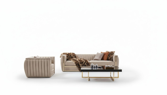 Design Sofagarnitur 3+1 Couchtisch Couch Polster Farbe beige Sofa neu