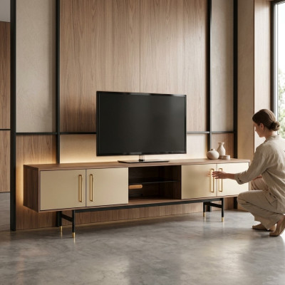 Lowboard rtv Regal Sideboard braun rtv Design Luxus Holz Möbel 260cm
