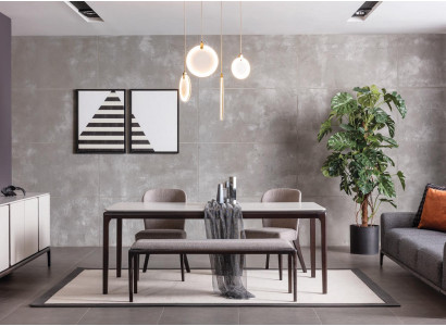Esszimmer Esstisch Luxus Möbel Design Material Holz Moderner grau