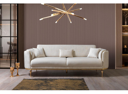 Sofa 3Sitzer Designer Sofa Couch Polster Sofas Textil Weiß Modern Dreisitzer