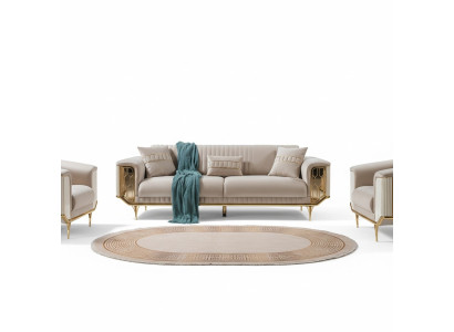 Blaues Sofa Wohnzimmer Sofa 3er Couchen Designer Couch Polster Sofas Textil Neu