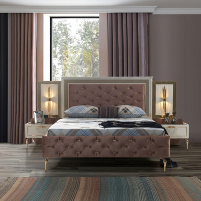 Schlafzimmer Bett Design Einrichtung Luxus Polster Betten braun Modern
