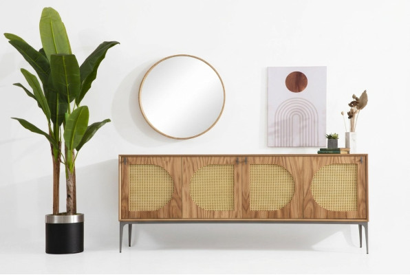 Sideboard mit Spiegel Anrichte Sideboards Holz Schrank Möbel Braun Neu