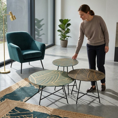 Set 3x Couchtische Kaffeetisch Design Tische Wohnzimmertische Rund