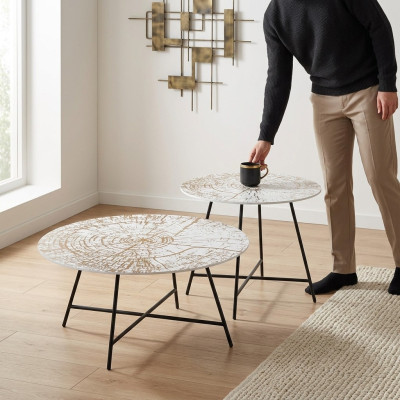 Couchtische Tische Beistelltische Wohnzimmer Modern Luxus Braun 2 tlg.
