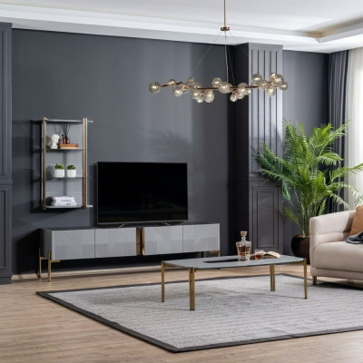 Wahnsinnig schickes Modern Designer Wohnzimmer-TV-Kommode in Aschgrau