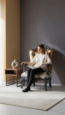 Chesterfield Design Sessel mit goldener Rückenlehne für Wohnzimmer