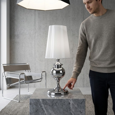 Tischlampe Design Wohnzimmer Tisch Leuchten Beleuchtung neu weiß Luxus