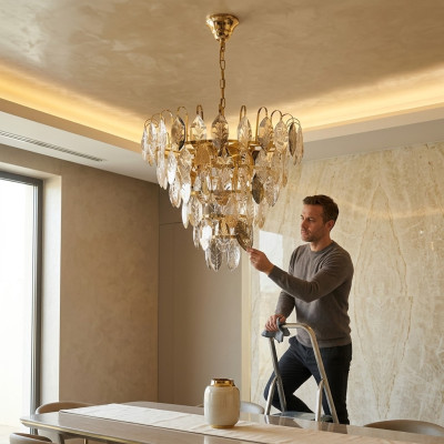 Kronleuchter gold Deckenlampe Leuchte Lampen Wohnzimmer 50x58