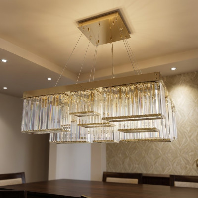 Kronleuchter Goldfarben Wunderschöner Decken Kristall Lampe Wohnzimmer Luxus