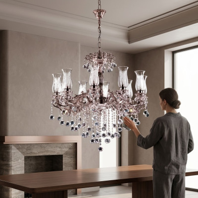 Kronleuchter klassisch Designer Deckenleuchte Wohnzimmer Kristall Lampe