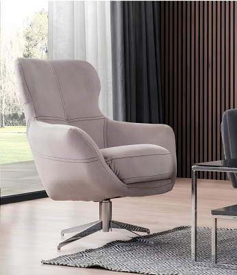 Drehbarer Sessel Relax Club Sofa Einsitzer Couch Polster Möbel Beige
