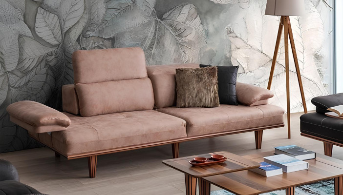 Altrosa Wohnzimmer Dreisitzer Polster Couchen Möbel Textil Sitzmöbel