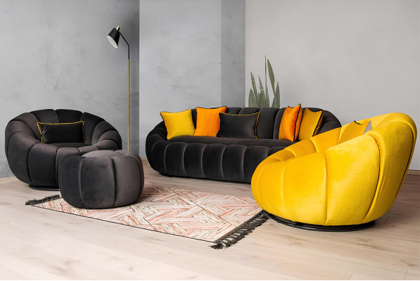 Sessel Farbe schwarz bequem mittelweich Luxuriös für Wohnzimmer Relax Club