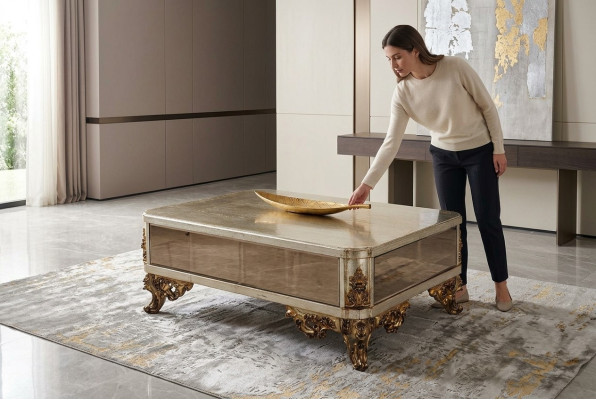 Königlicher Couchtisch Tisch Goldene Tische Barock Rokoko Couchtische