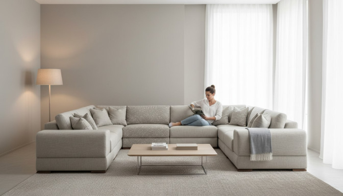 Sofa U Form Modern Design Luxus Wohnzimmer Big Grau Ecksofa Neu