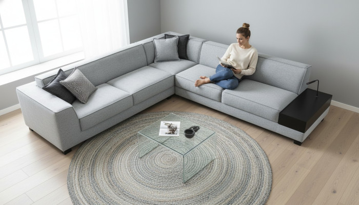 Ecksofa L Form Sofa Couch Stoff Textil Luxus Wohnzimmer Möbel Eckcouch