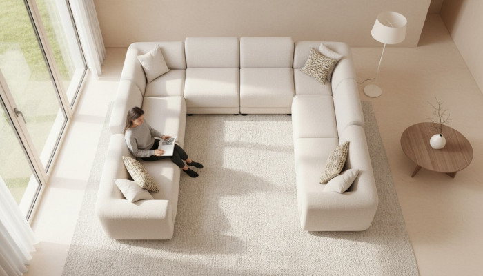 Ecksofa U-Form Wohnzimmer Luxus Stil Modern Design Sofa Couch Wohnlandschaft