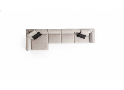 Beiges L-förmiges Ecksofa Wohnzimmer Couch Textil Desginer Moderne Möbel
