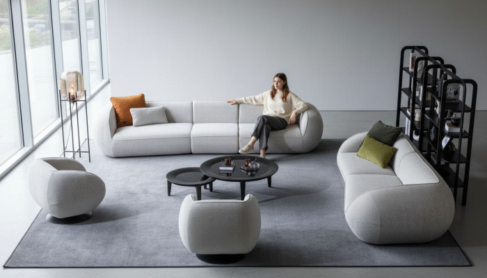 Sofa-Set Wohnzimmermöbel Fünfsitzer Viersitzer Sessel Set Designer Möbel