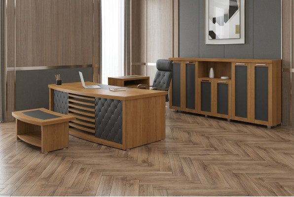 Design Büro Set Luxus Holz Möbel Schreibtisch Schrank Einrichtung 4tlg