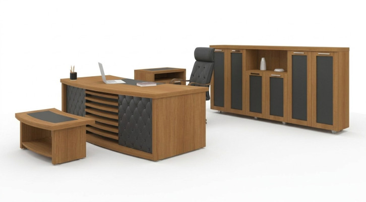 Design Büro Set Luxus Holz Möbel Schreibtisch Schrank Einrichtung 4tlg